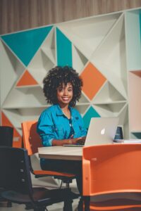 student, classroom, girl, afro, hairstyle, macbook, laptop, sit, sitting, smile, smiling, portrait, young woman, study, studying, classroom, classroom, classroom, classroom, classroom, afro, study, studying, studying